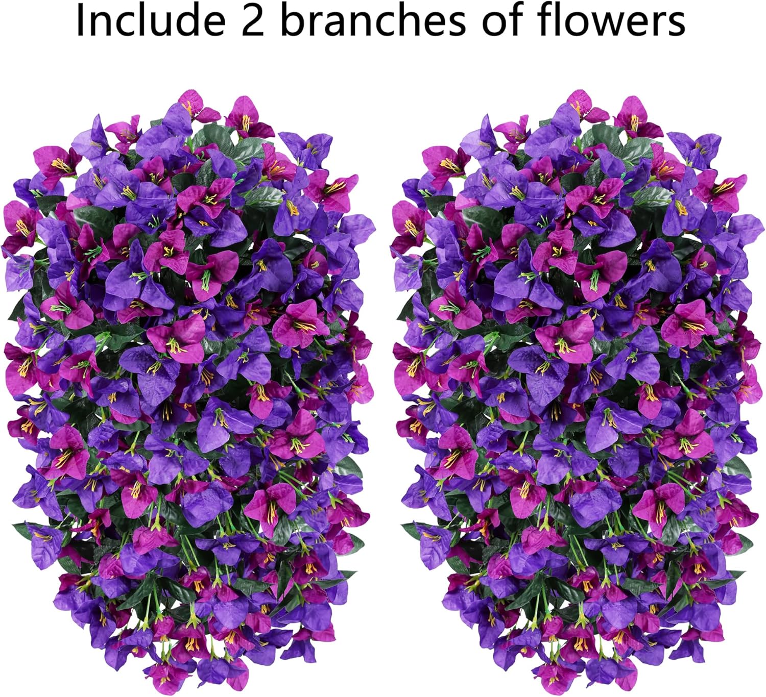 HyeFlora Bougainvillea Artificial Hanging Flowers Plants for Outdoors Decoration, 2pcs Fake Flowers Silk Bougainvillea Vines Realistic UV Resistant Faux Flowers for Outdoor Planters Porch Patio, Mix