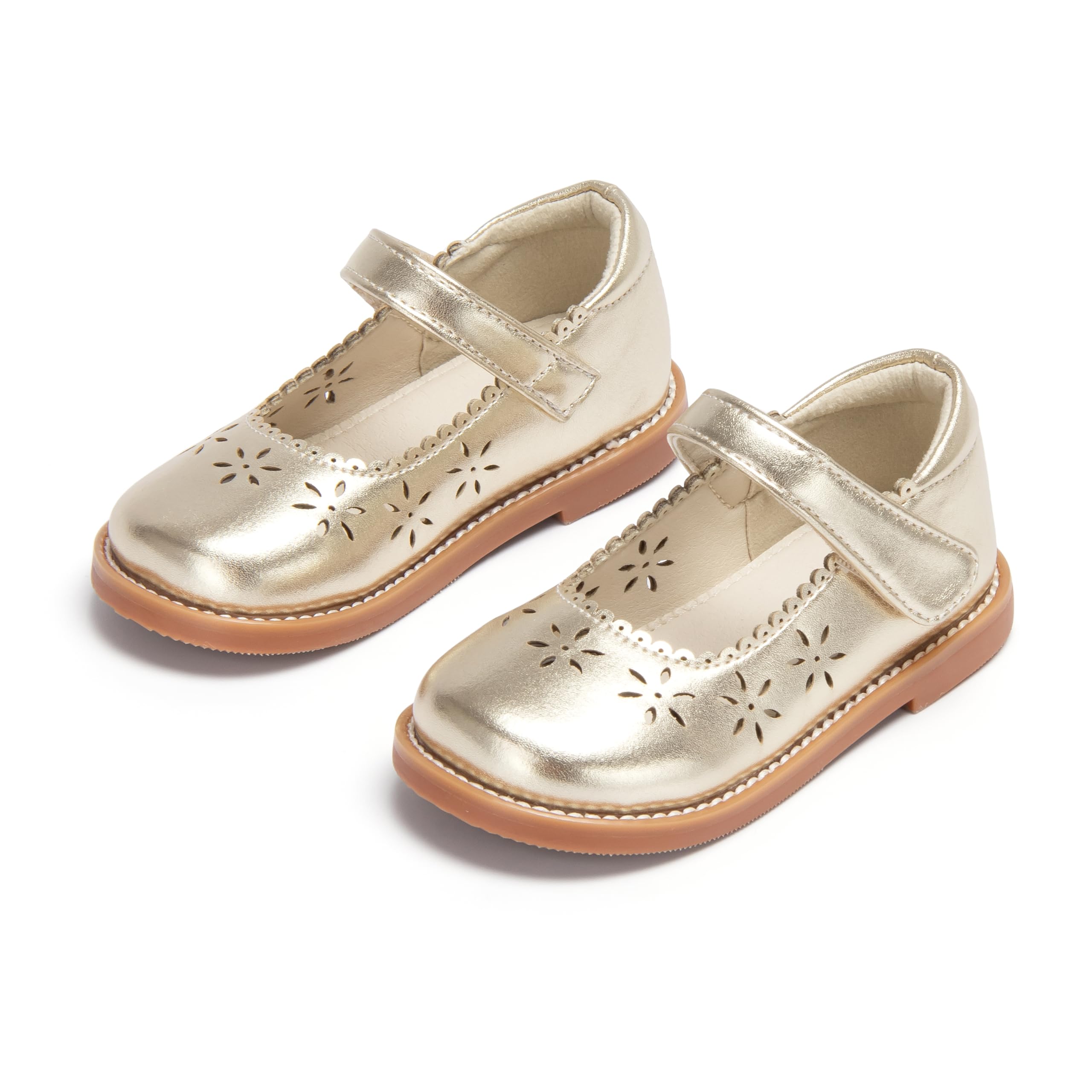 THEE BRON Toddler Girls Mary Jane Shoes Floral Cut-Out Oxfords Dress Flats