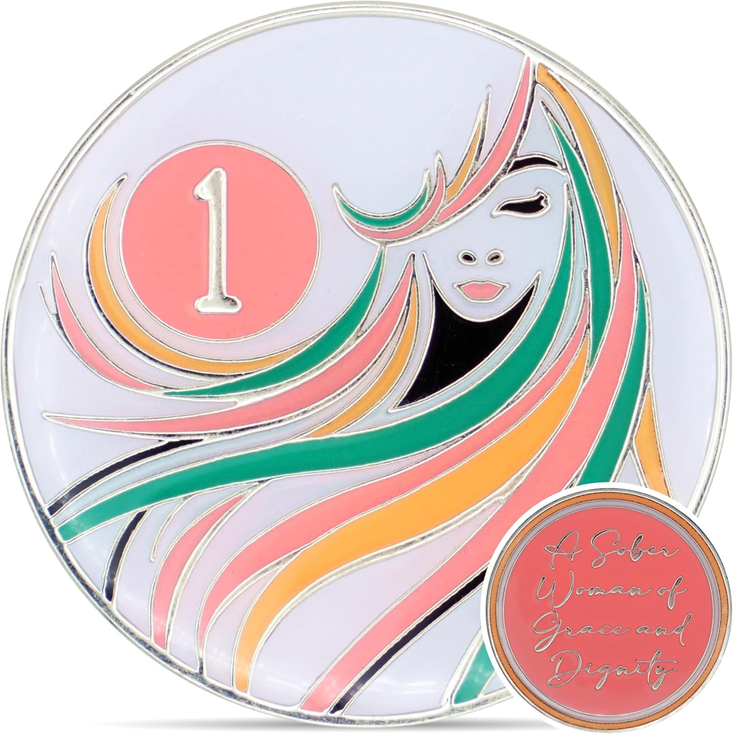 1 Year Sobriety Coin | A Sober Woman Triplate AA Chip | Glow in the Dark Anniversary Token Recovery Gift for Women