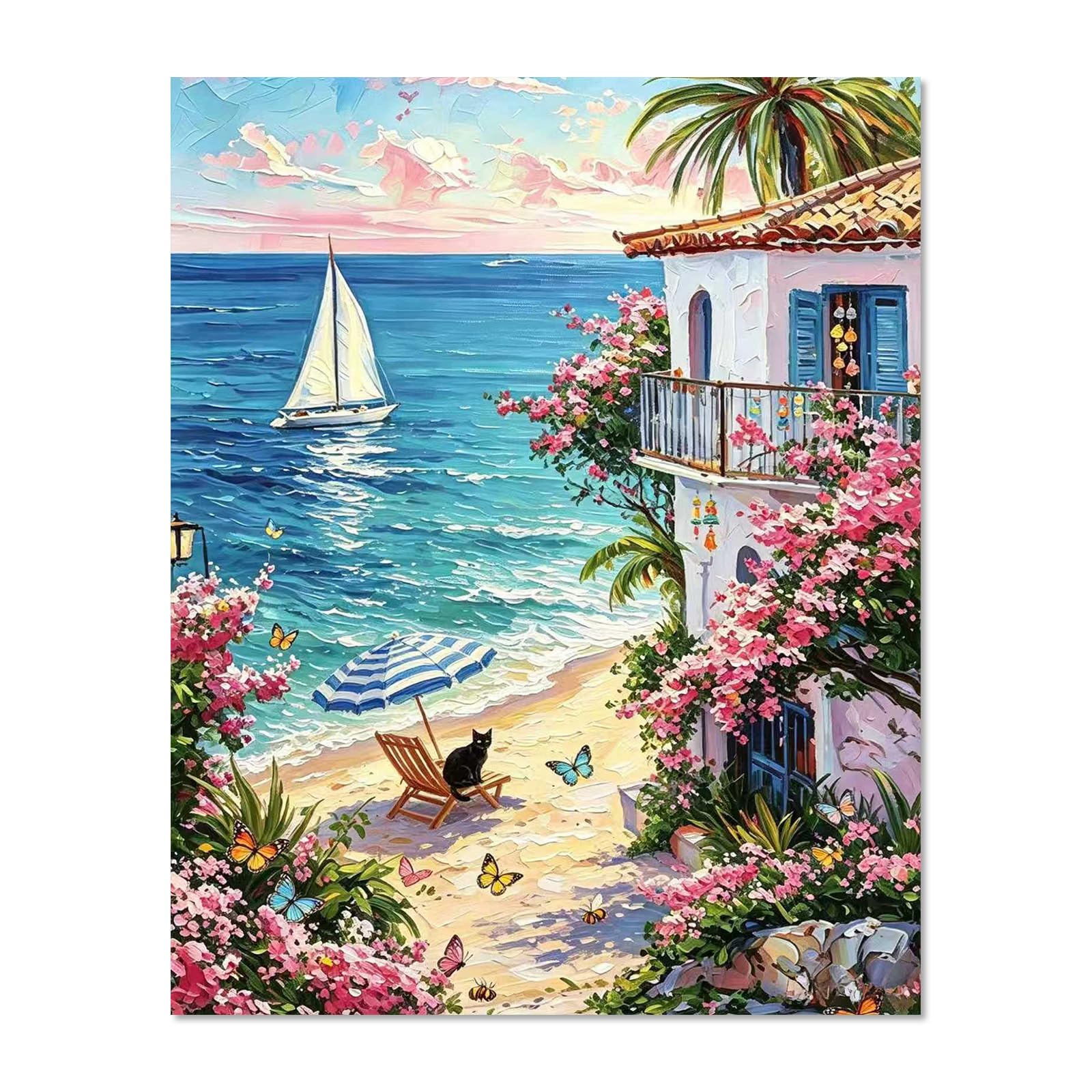 JIDUOLANFA Beach Paint by Numbers for Adults, Beach Painting by Numbers — image 1