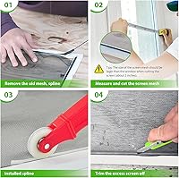 Vista 6 de Ouskr Rollo de pantallas de repuesto para ventana, 36 pulgadas x 100 pies, malla duradera para ventanas de puerta de patio, porche, kit