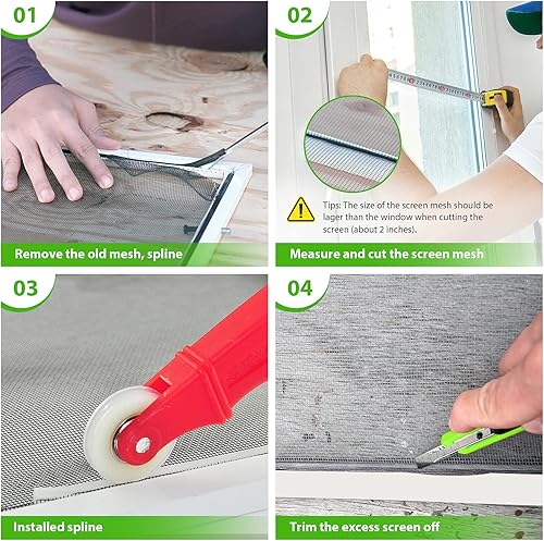 Miniatura 6 de Pantallas de repuesto para ventana, 59 x 106 pulgadas, malla duradera para ventanas de puerta de patio, porche, kit de reparación de pantalla de