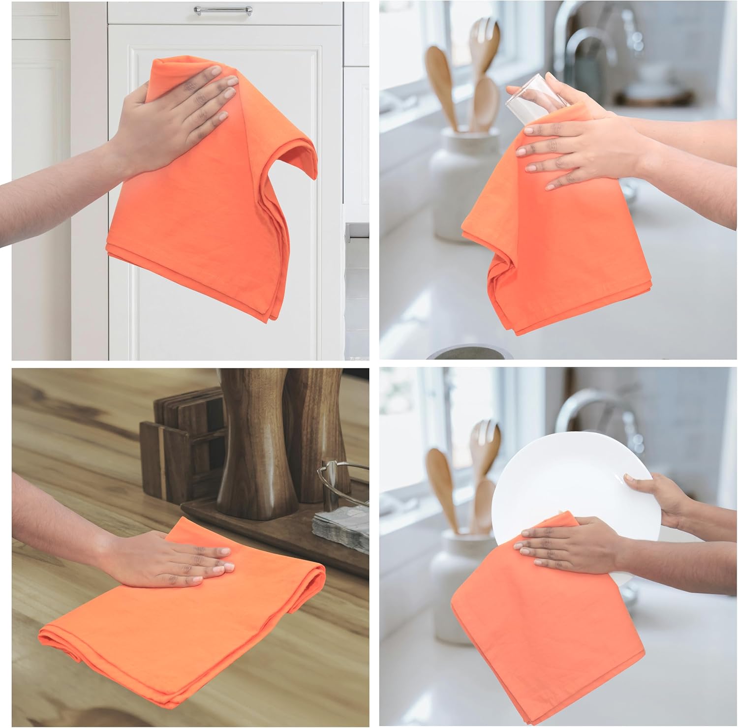 Urban Villa Halloween Flour Sack Kitchen Towels 27”x27” 12 Pack Orange Color Dish Towels 100% Cotton Flour Sack Kitchen Towels for Embroidery DIY Projects Cloth Diapers Cheese Strainers Dish Cloths - Image 3