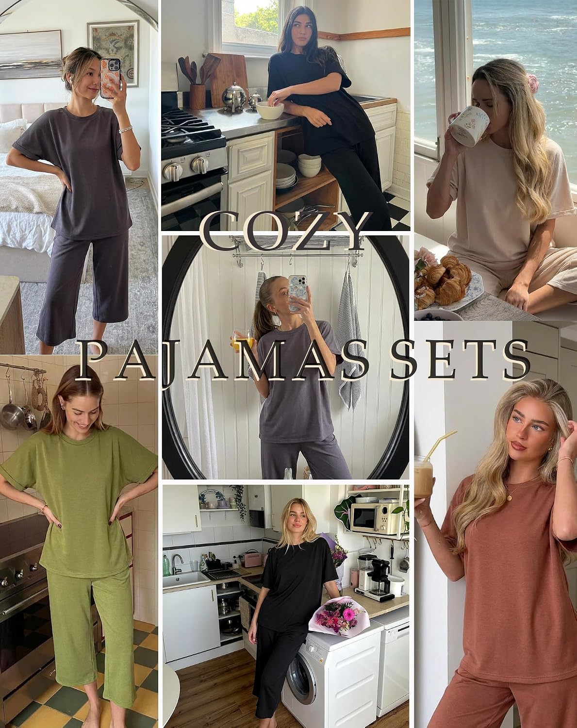 2 Piece Womens Lounge Sets Capri Sets Summer Vacation Travel Outfits for Airport Loungewear Ladies Pajamas Set image 5