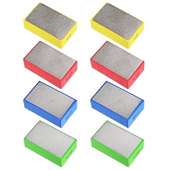 HARFINGTON Diamond Polishing Pad 2Set(8pcs) 60# 100# 200# 400# Grits Sanding Blocks for Sanding Ceramics Glass Tile Concrete Stone Marble Wood
