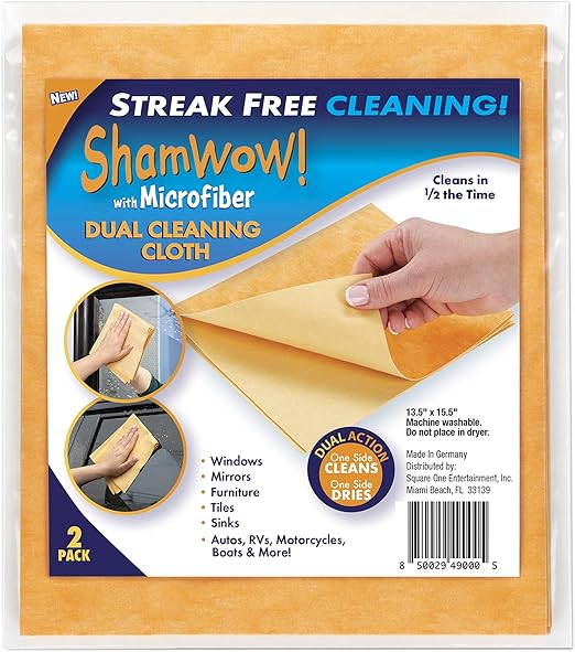 Shamwow + Microfiber Cleaning Cloth for Windows, Mirrors and Streak