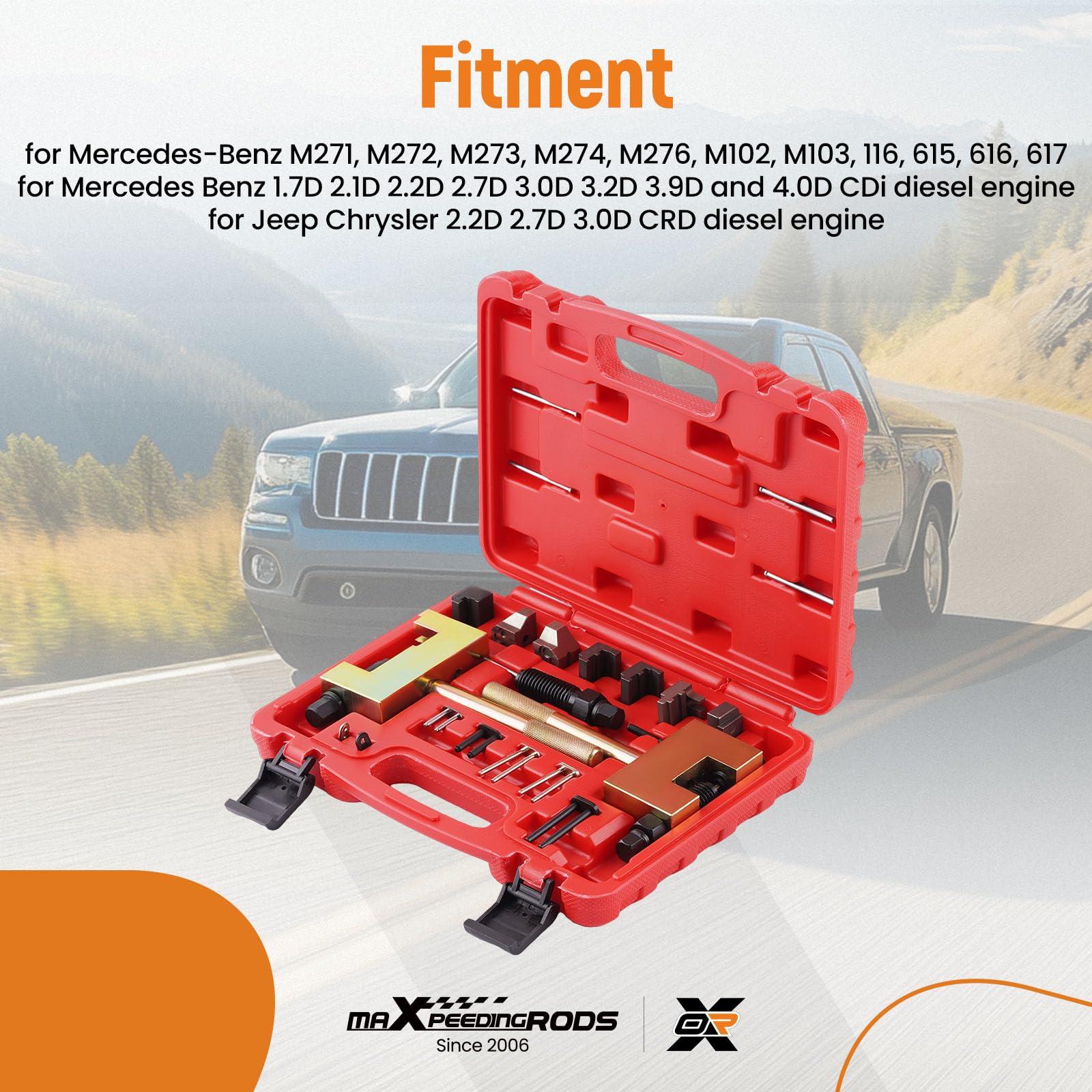 maXpeedingrods Engine Timing Chain Removal Installer Breaker Assembly Tool Kit Camshaft Riveting Tool for Mercedes Benz M271 M272 M273, 24 Pcs