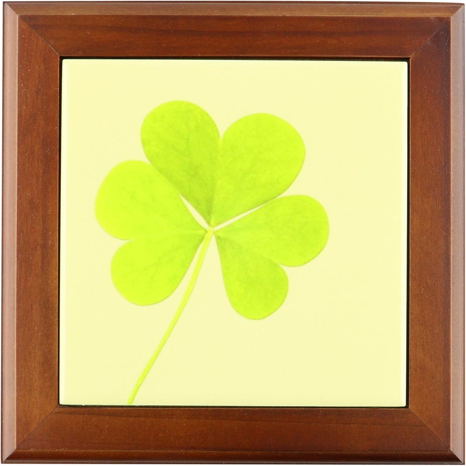 3dRose ft_39339_1 Green Clover Irish Art St. Patricks Day Framed Tile, 8 by 8-Inch