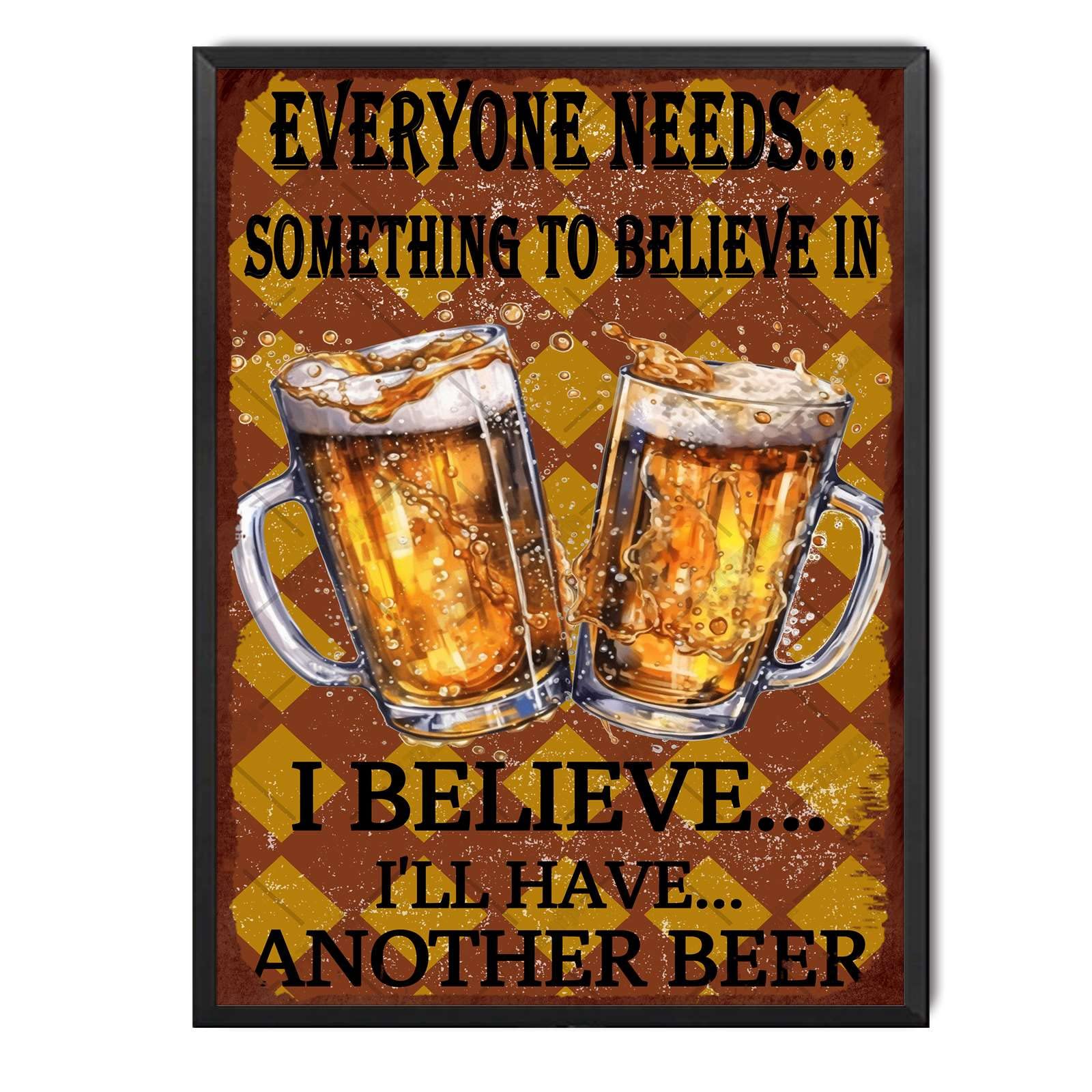 peiyeety Metal Tin Sign Beer Mugs Inspired Vintage Decorative Wall Plaque, Funny Drinking Poster For Home Kitchen Living Room Bar Cafe Farmhouse Indoor Outdoor Wall Decoration, 12x16 Inch