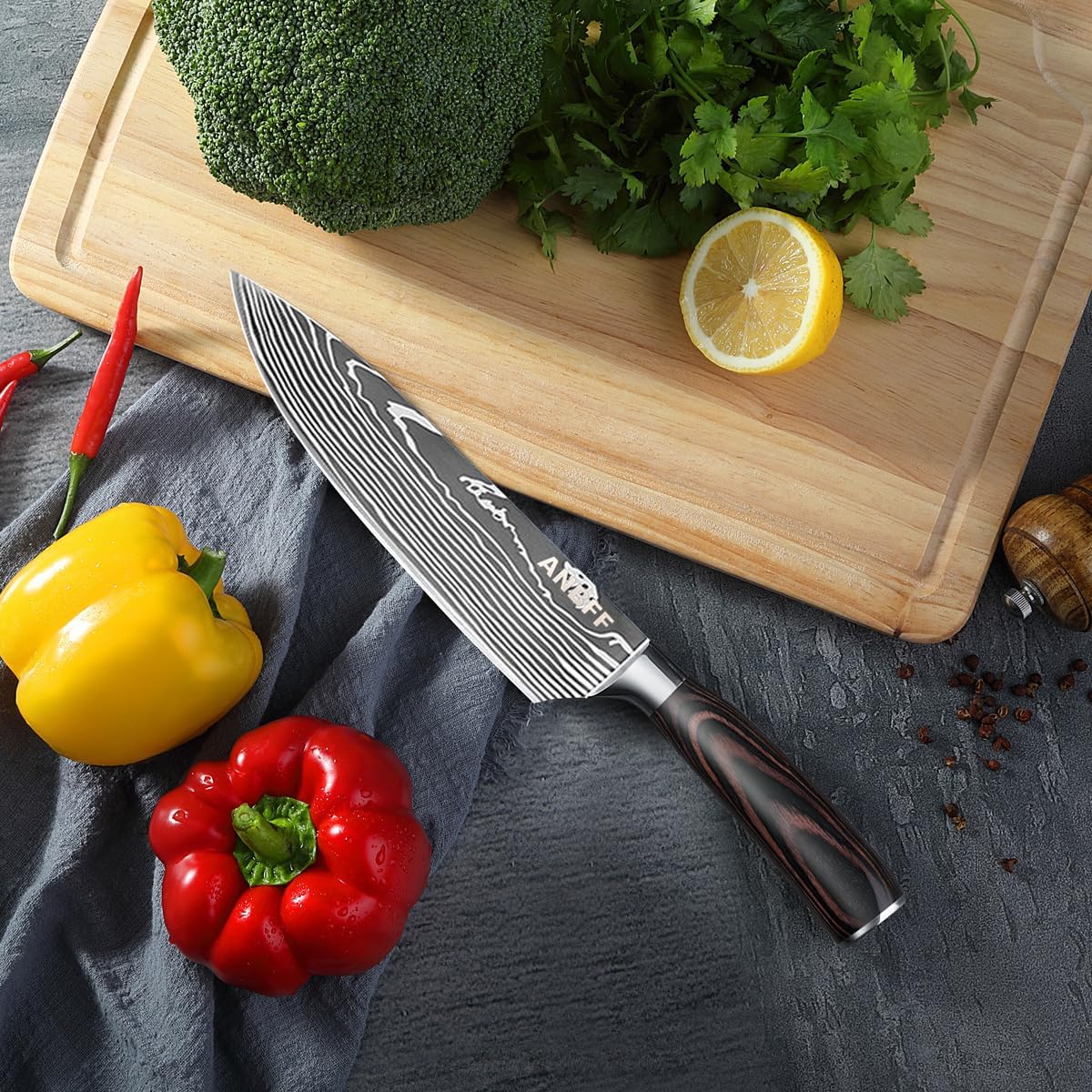 Chef Knife, 8 inch Professional Chef's Knives, Ultra Sharp Japanese Kitchen Knife, Forged High Carbon Stainless Steel Cooking knives with Ergonomic Handle and Gift Box - Image 2