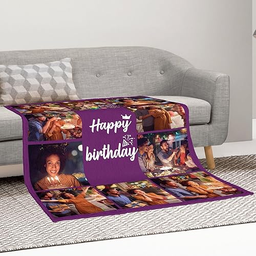 Miniatura 7 de DIYKST Manta personalizada regalo conmemorativo con collage de texto fotográfico: fabricada en Estados Unidos, 10 fotos, mantas personalizadas con