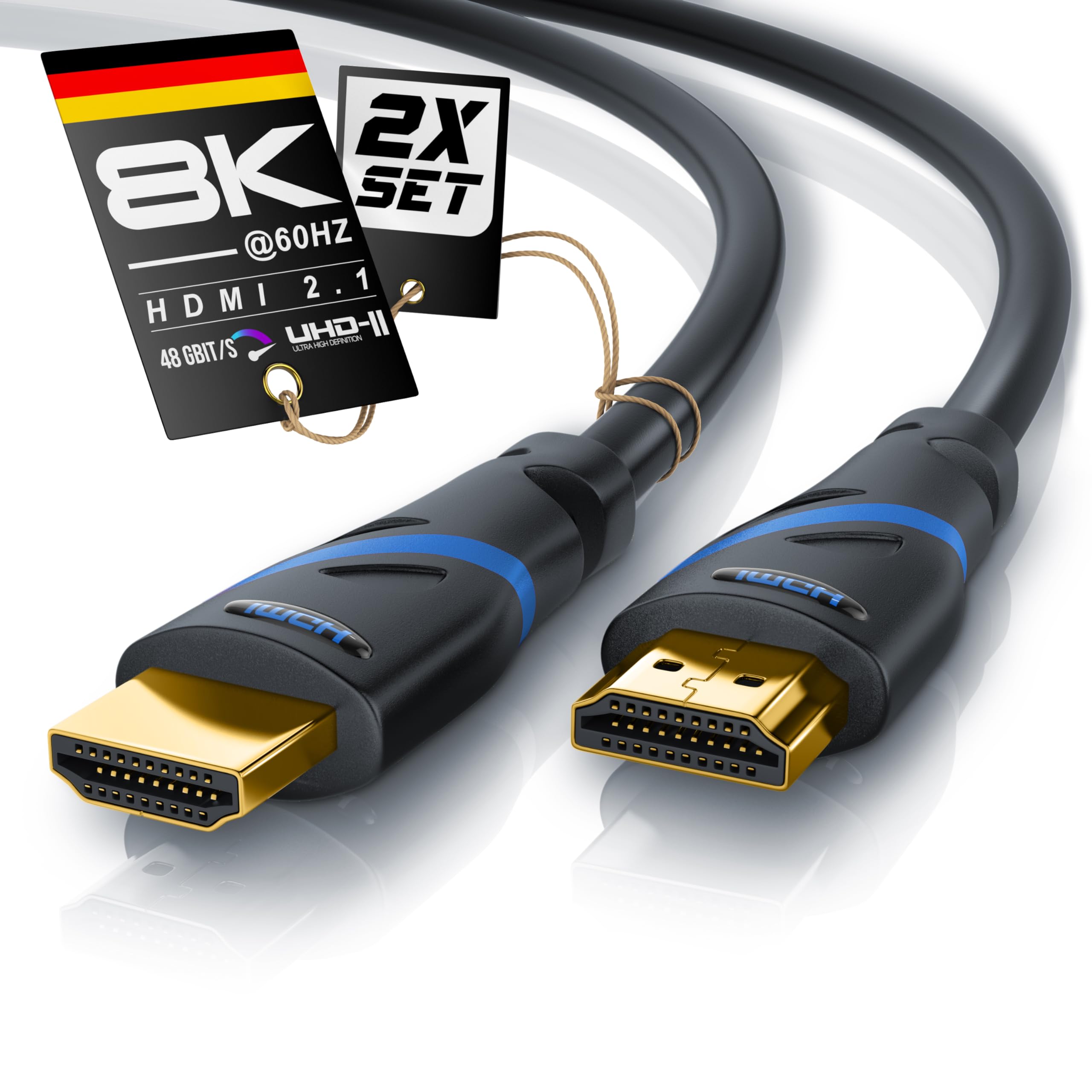 CSL - 2m 2er-Pack 8k HDMI Kabel 2.1 - zertifiziertes Kabel 4k@120Hz 8k@60Hz, UHD II Ultra High Speed Ethernet 48Gbps HDMI 2.1 16k / 2.0 4k, HDR 10+ eARC 3D VRR HDCP 2.2&2.3 Gaming TV PS5 Xbox