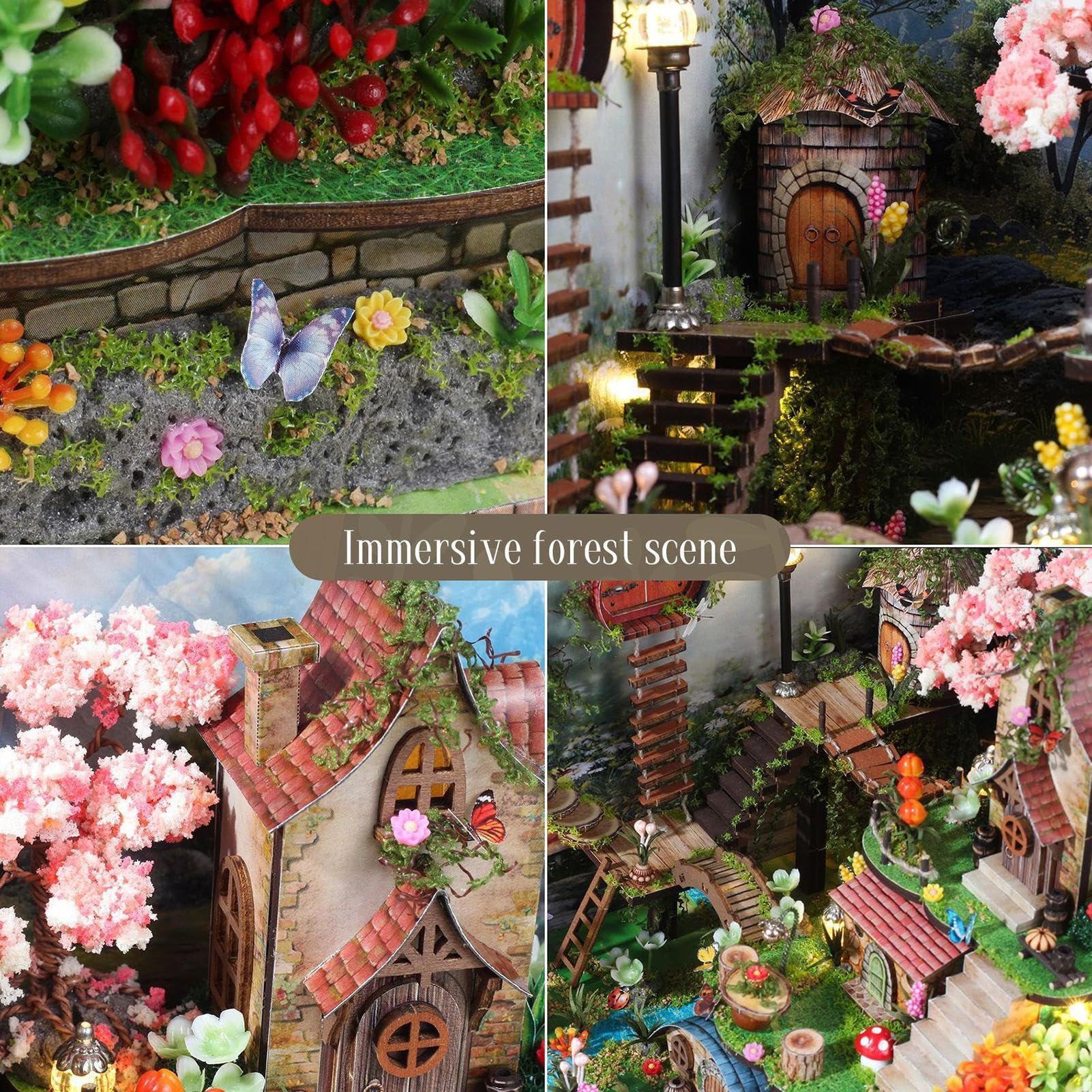 Mini-Nook-Bausätze für Erwachsene Kreativer --Szene-Bausatz | Handgefertigte Blumenhaus-Deko Für Erwachsene, Jugendliche, Bibliothek, Schlafzimmer, Bücher-Display, Feiertage,