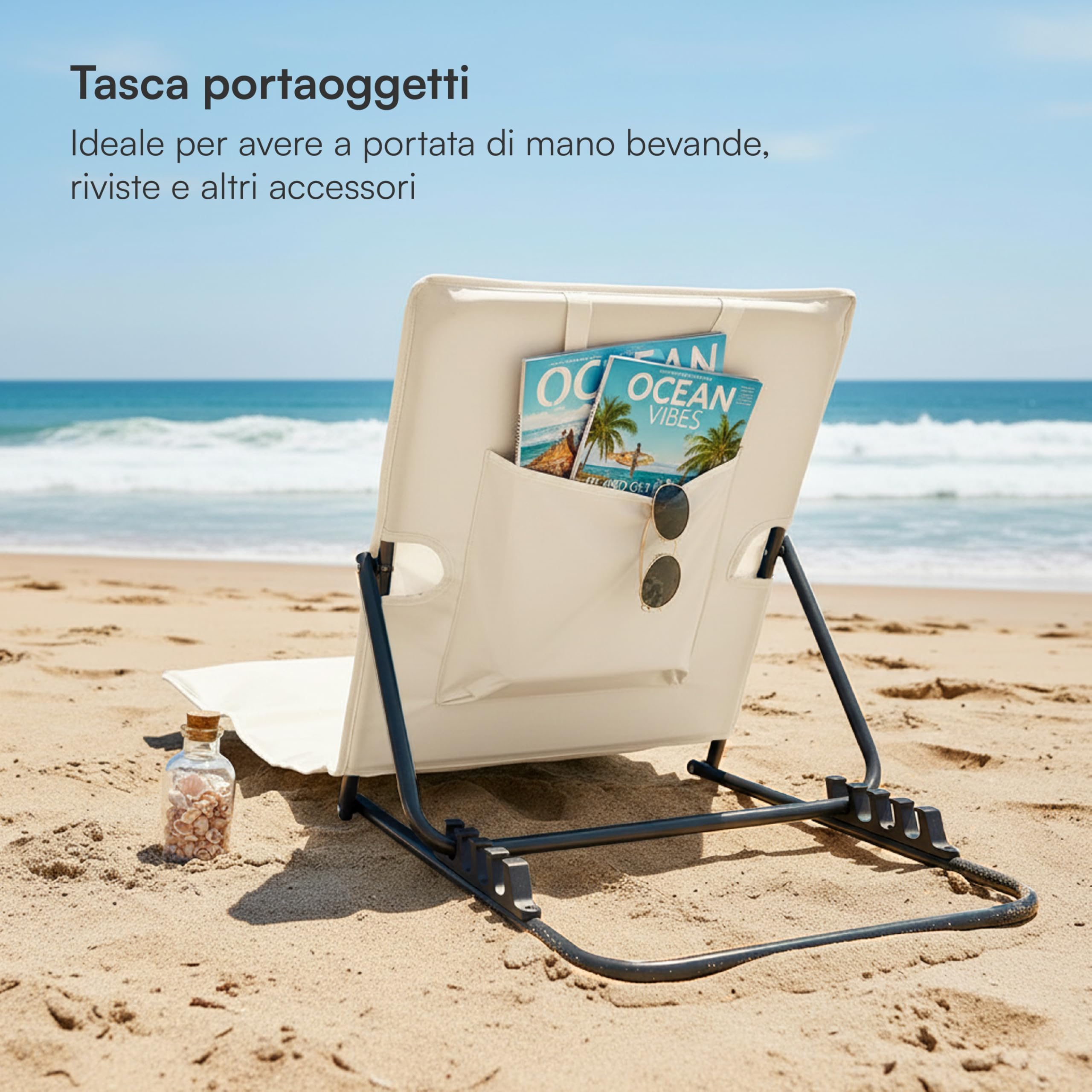 Comodo Lettino da Spiaggia in Tessuto Oxford 600D, Sdraio da Spiaggia Pieghevole Portatile, Sdraietta Mare (1pc*Verde)