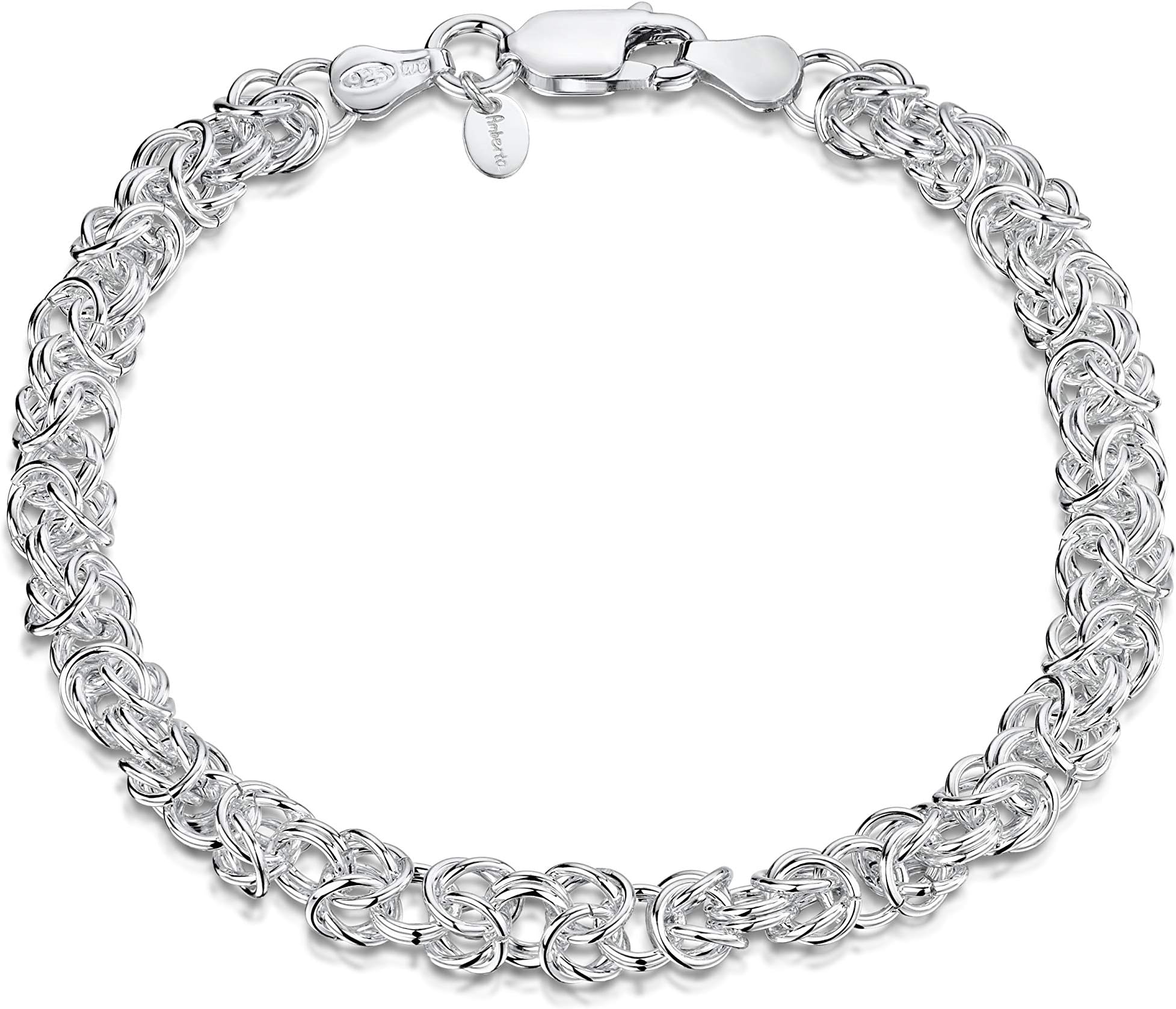 Women's 925 Sterling Silver Byzantine Chain Bracelet
