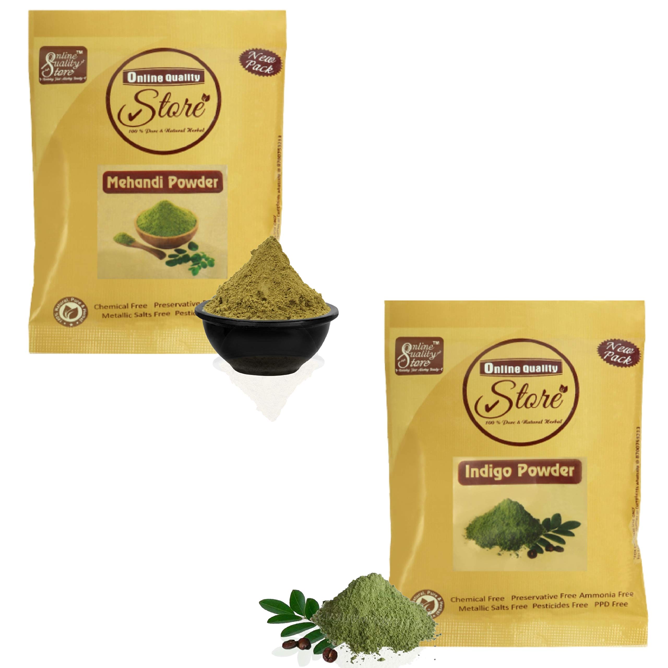 Online Quality Store Indigo Powder For Black Hair + Mehendi Powder |Natural Indigo (Indigofera Tinctoria) Powder for hair black |Natural Black Dye |Indigo Powder Organic |Natural dye |heena powered for hair |heena mehandi for hair,100g-image-14
