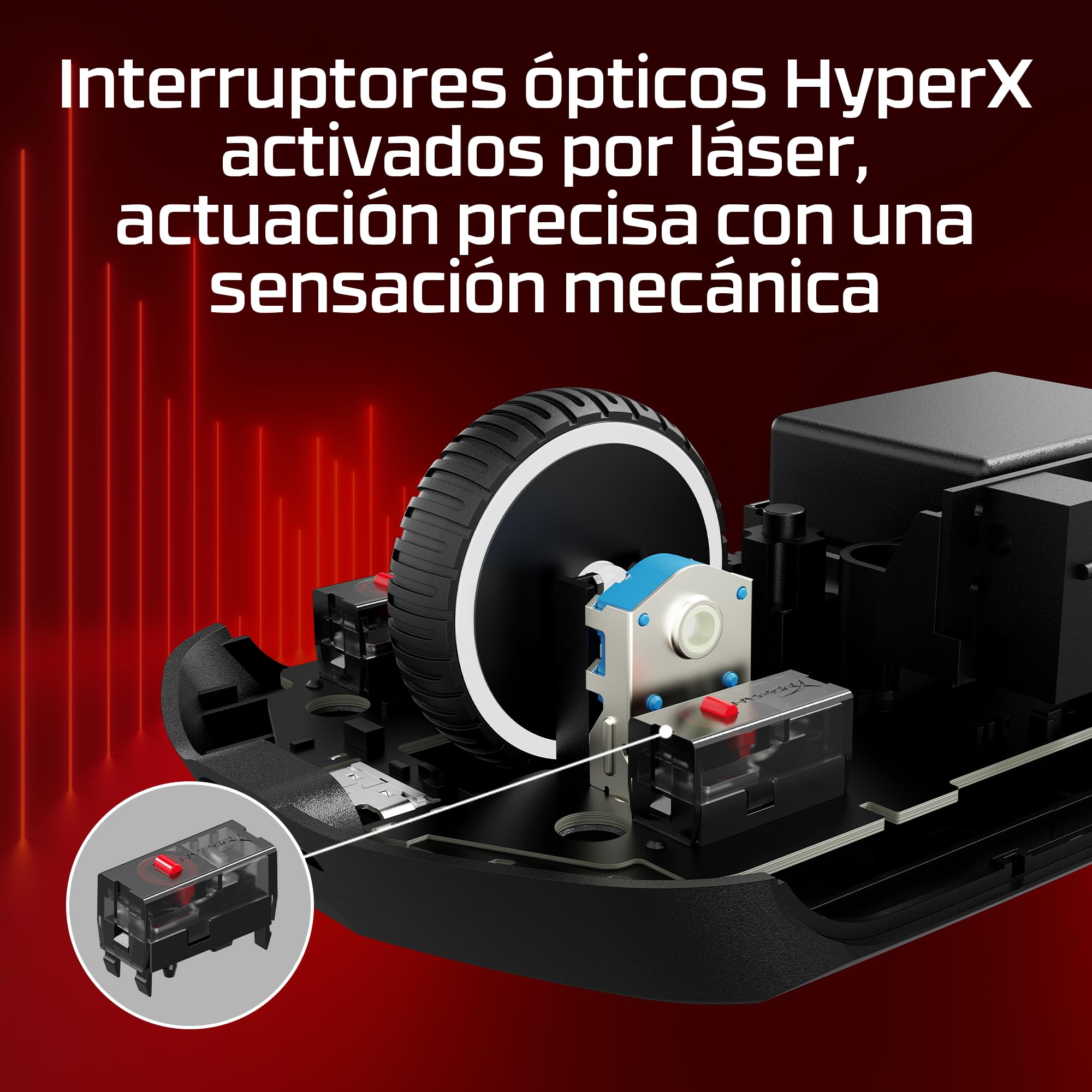 HyperX Pulsefire Haste 2 Pro - Ratón Gaming inalámbrico, RGB, Ultra-Ligero 61g, 4K, batería 90h, 6 Botones ópticos, OMEN Instant Pair, Color Gris
