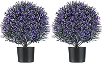 Vista 12 de Goplus Árbol de bola artificial de boj de 22 pulgadas, juego de 2 plantas artificiales en maceta, arbustos artificiales con maceta de cemento