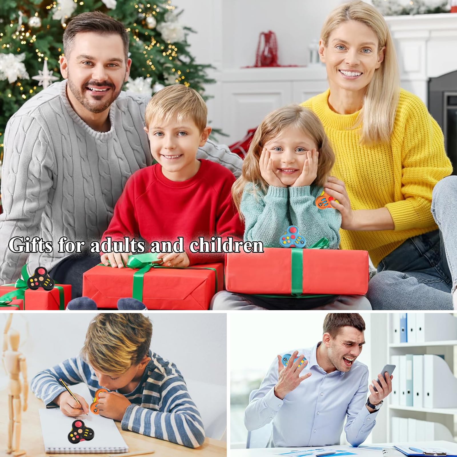 Fidget zabawka na palce, kostka, 3 sztuki, odprężająca kostka, zabawka, lęk, relief, 6 różnych funkcji, zabawka Fidget, zabawka na palce, aby zmniejszyć stres w przypadku nerwowości