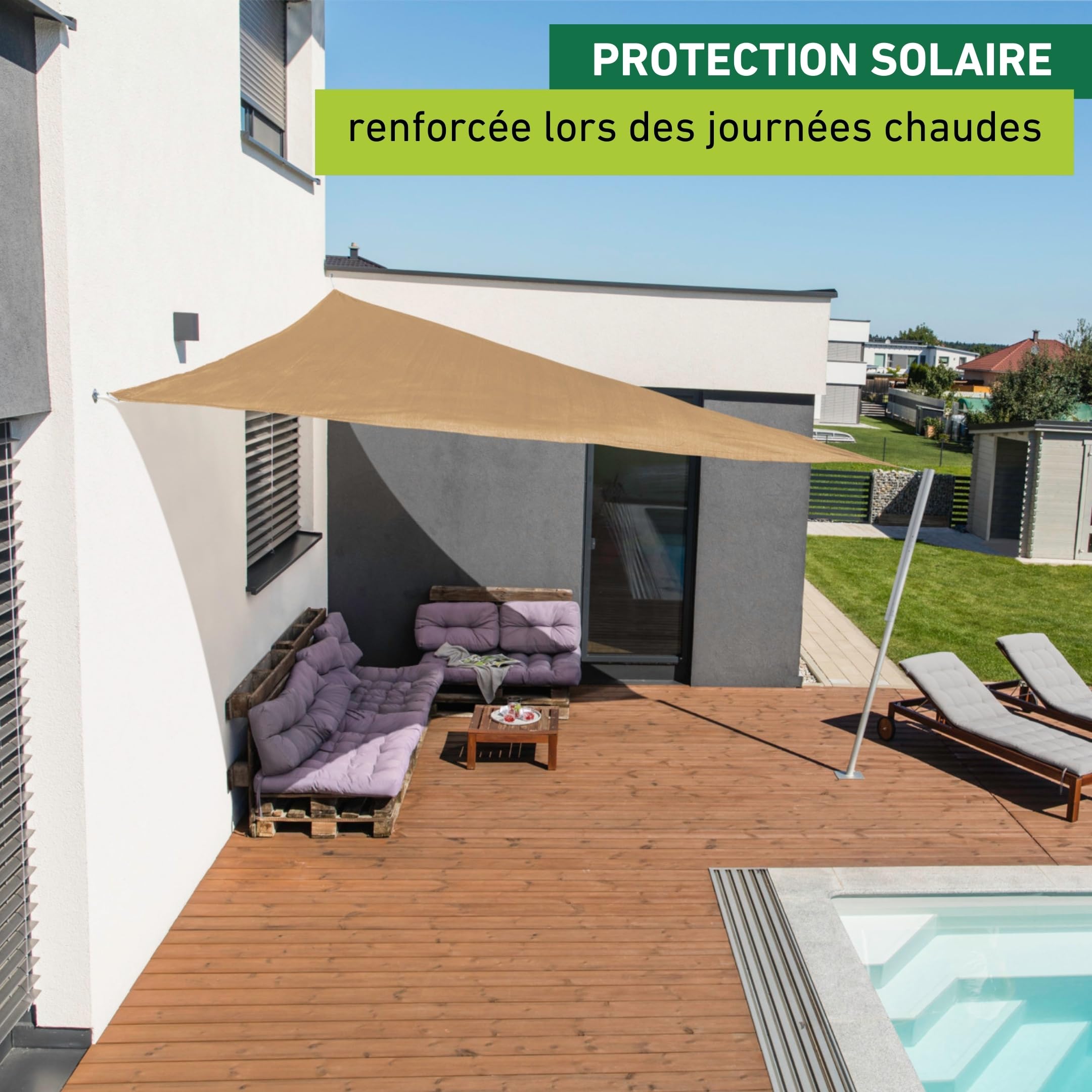 Windhager Capri 10751 Voile d'ombrage Triangulaire 4 x 4 m (égalise) Protection Solaire pour Jardin et terrasse Anches résistantes aux UV et aux intempéries