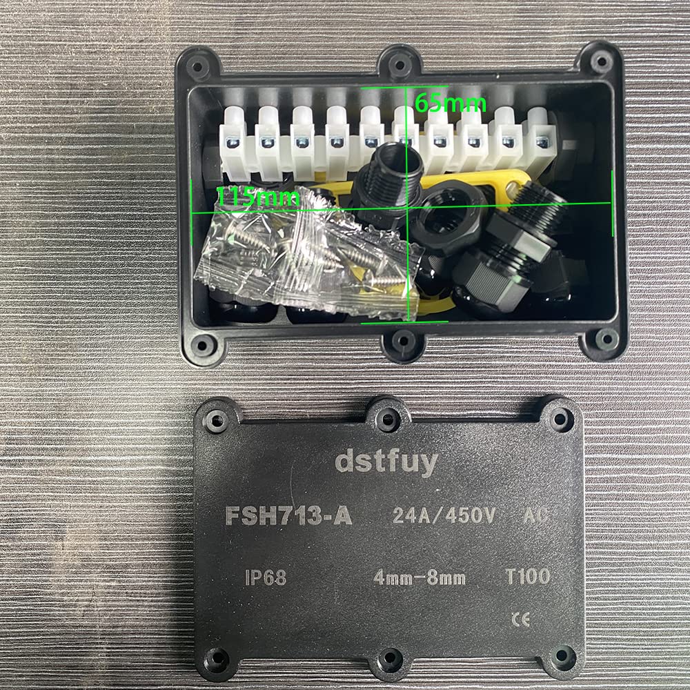 Dstfuy Waterproof Junction Box - IP68 Rated, ABS Plastic - With Terminal Block & Cable Glands For Outdoor Wiring - View #5