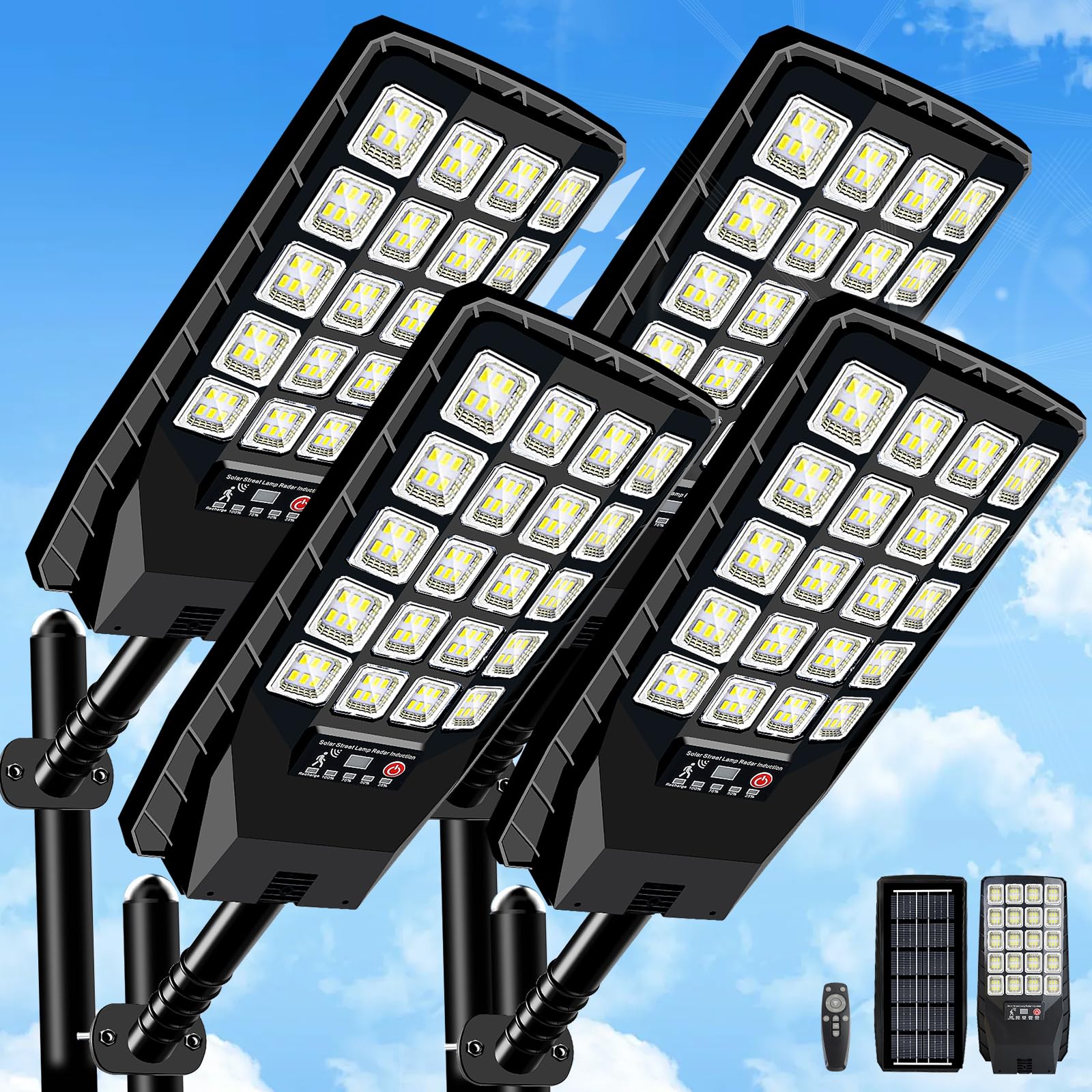 4-Pack Solar Street Lights Review: Motion-Sensing Floodlights for Large Outdoor Areas