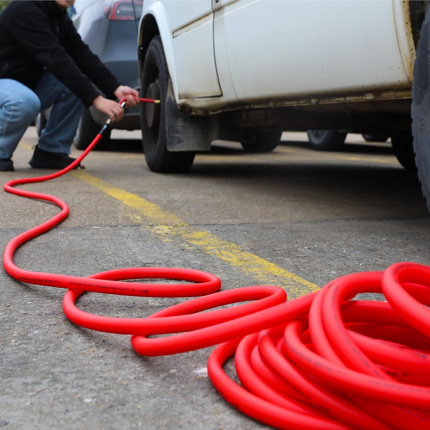 WYNNsky 1/2'' Air Hose 50FT with 1/2’’ NPT Threads, Hybrid Light Weight