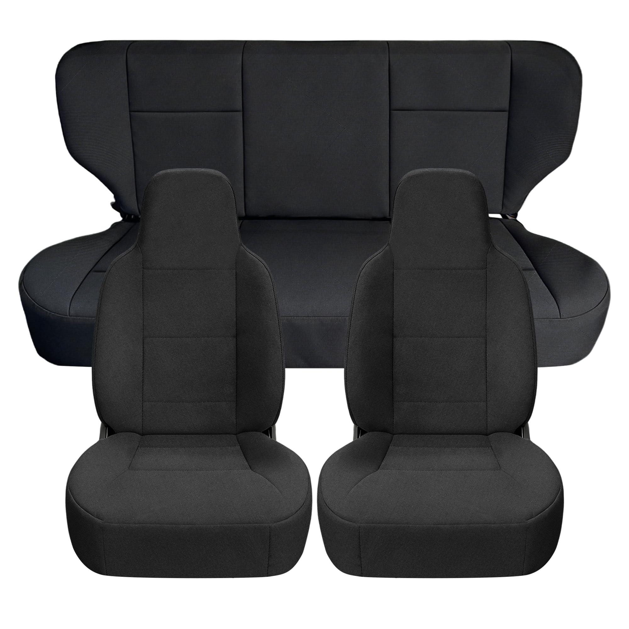 EDIITH Front and Rear Seat Covers Compatible with Jeep Cherokee XJ 1997-2001 Front and Rear Heavy Duty Composite Sponge Cloth for Original Interior Protection - Black