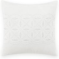 Vista 13 de Laura Ashley Inicio - Almohada con cierre de sobre, elegante decoración del hogar para cama o sofá (blanco Annabella, 18 x 18 pulgadas)