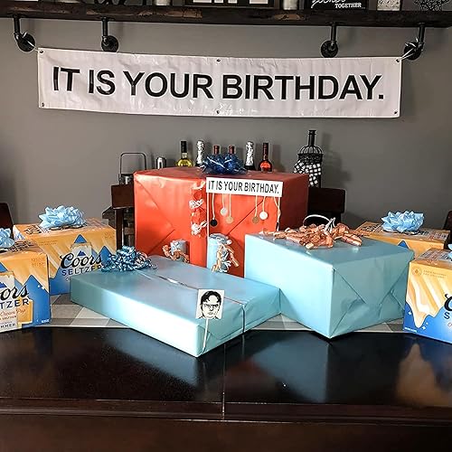 Miniatura 4 de Cartel de mercancía de la oficina con texto en inglés "It's Your Birthday", cartel de vinilo de 6 x 1 pie con ojales metálicos para colgar en la