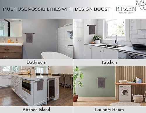 Miniatura 4 de RTZEN Toallero de mano negro mate para baño, barra de cocina de metal de hierro forjado hecho a mano, pequeño colgador de toalla de mano para el