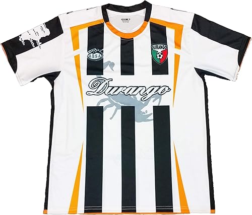 Durango México Soccer Jersey de color blanco y negro Arza diseño