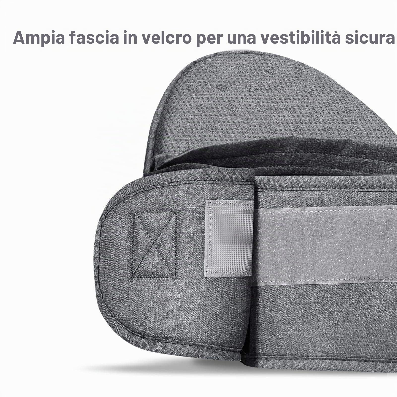 SUNVENO - Seggiolino ergonomico per bambini, con cintura regolabile e tasca, per bambini da 0 a 20 kg（Grigio）