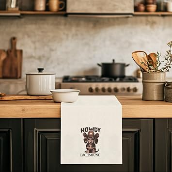 Western Dachshund Towels Set - Set of 2, Dachshund Gifts for Women, Dachshund Decor, Funny Western Dachshund Dog Dish Towels for Bathroom Kitchen 16x24 Inch