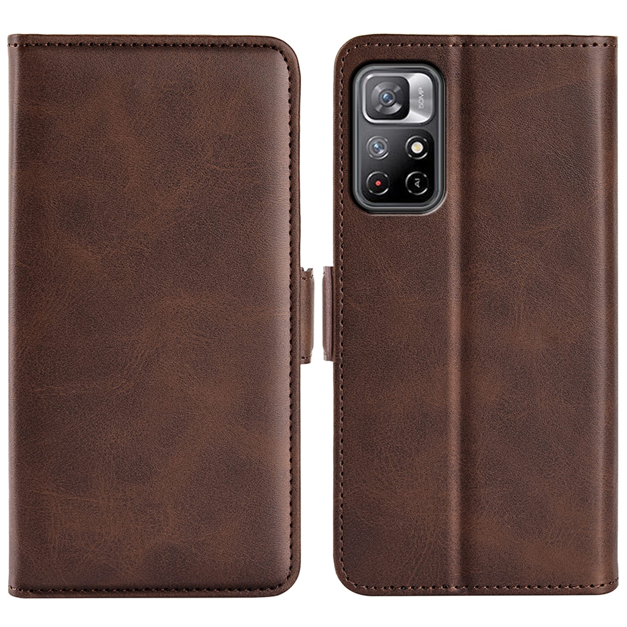 D DESSVON XiaoMi RedMi Note 11 (4G) Wallet Case, Premium PU Leather RedMi Note 11 4G Case with Magnetic Buckle Card Slots Kickstand Function Flip Phone Case Cover for RedMi Note 11 4G/Note 11S (Brown)
