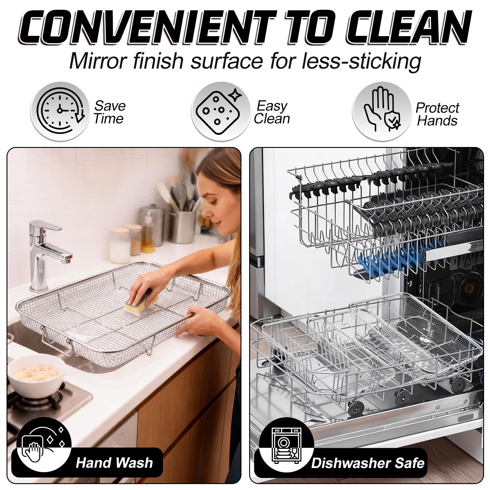 P&P CHEF Cestello per friggitrice ad aria da 16,9 pollici per forno | Accessori per friggitrice ad aria in acciaio inox per uso alimentare, per friggere e arrostire, ideale per cibi fritti