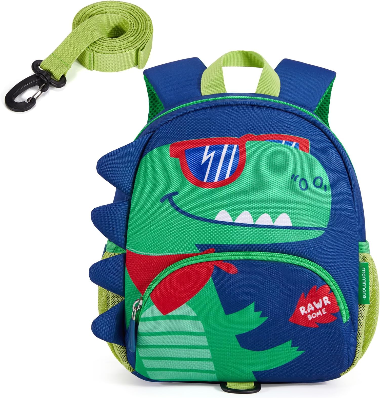 Toddler Backpack for Boys 2-4, 3D Cartoon Cute Kids Dinosaur Backpack Water-Resistant Compact for Travel Preschool with Toddler Leash, Chest Buckle