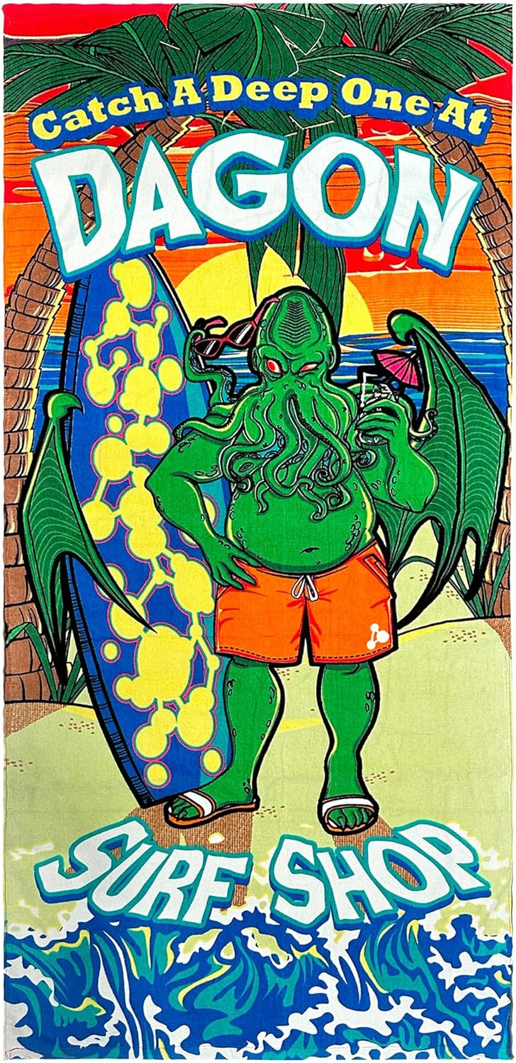 (Total of 5) Toy Vault Cthulhu Beach Towel: Dagon Surf Shop, 70 x 30 Inches