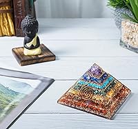 Vista 3 de Cristales de protección de Yaxaita de pirámide de orgón de 2.165 in, suministros de reiki, pirámide de organito para buena suerte, regalo