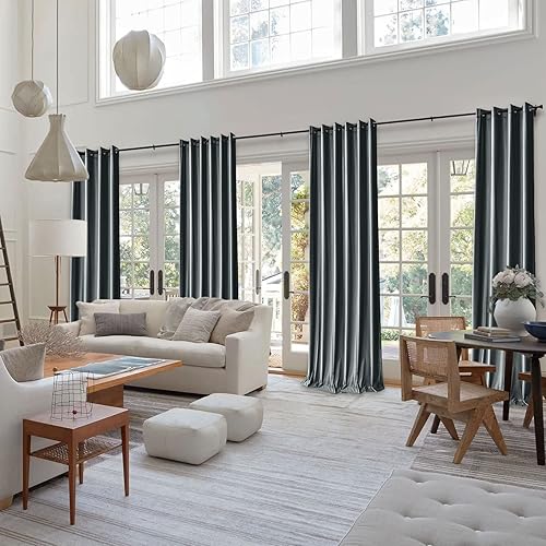 Miniatura 2 de Cortinas de terciopelo de 144 pulgadas de largo, cortinas de oscurecimiento de habitación para ventanas altas, paneles de ventana con aislamiento