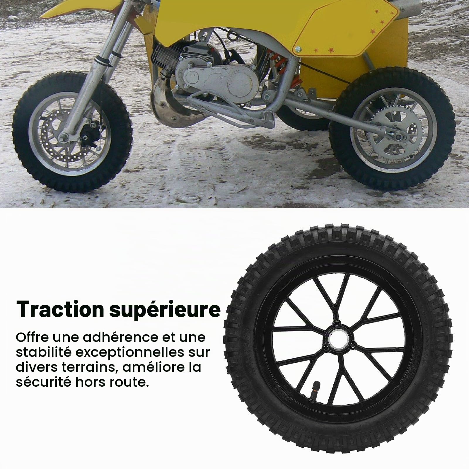 Jante de Roue Arrière 12,5 X 2,75, Adhérence Améliorée, Traction Supérieure, 2 Temps, 47 cm³, 49 cm³, Pocket Bike