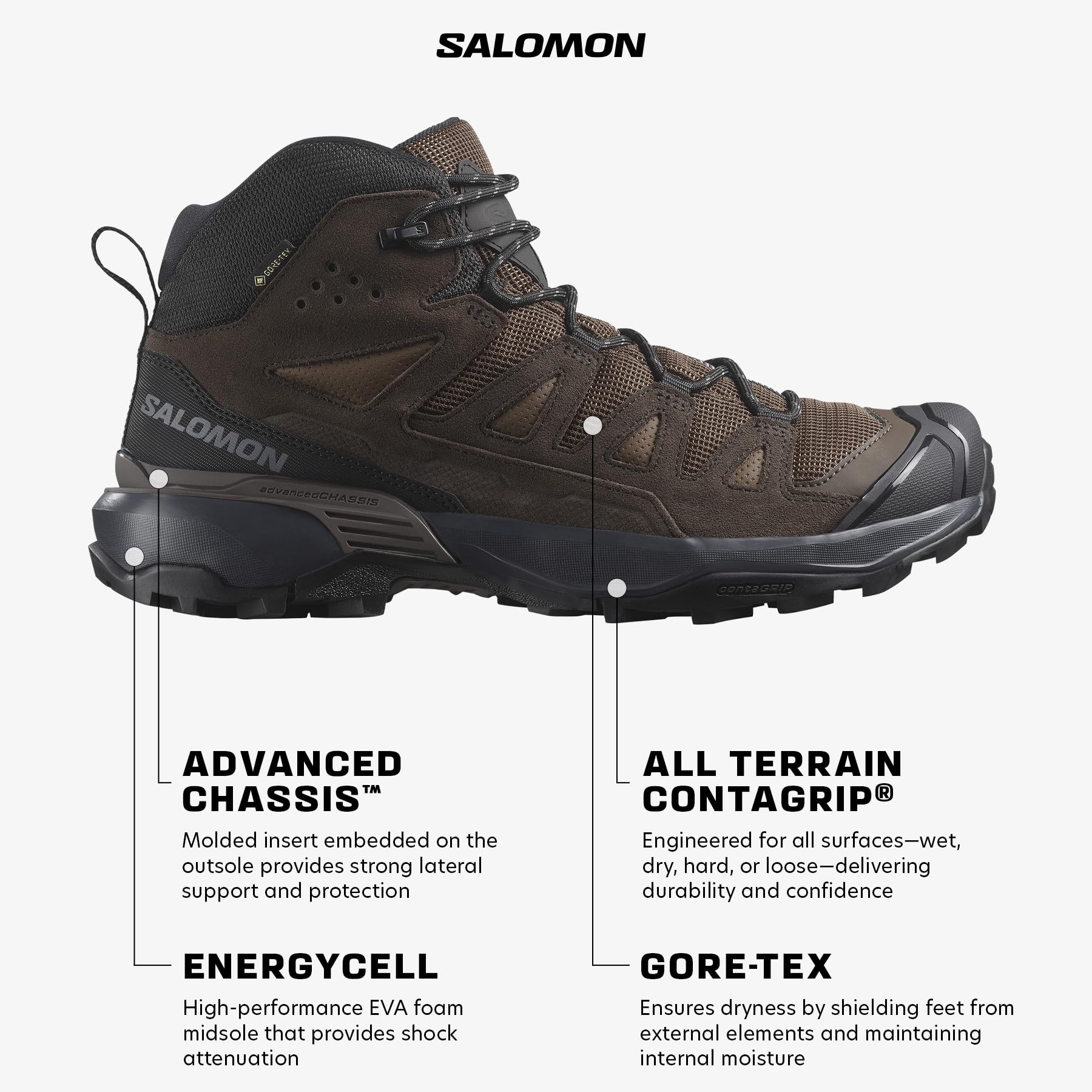 SALOMON X Ultra 360 Leather Mid Gore-Tex, Scarpe da Trekking Uomo