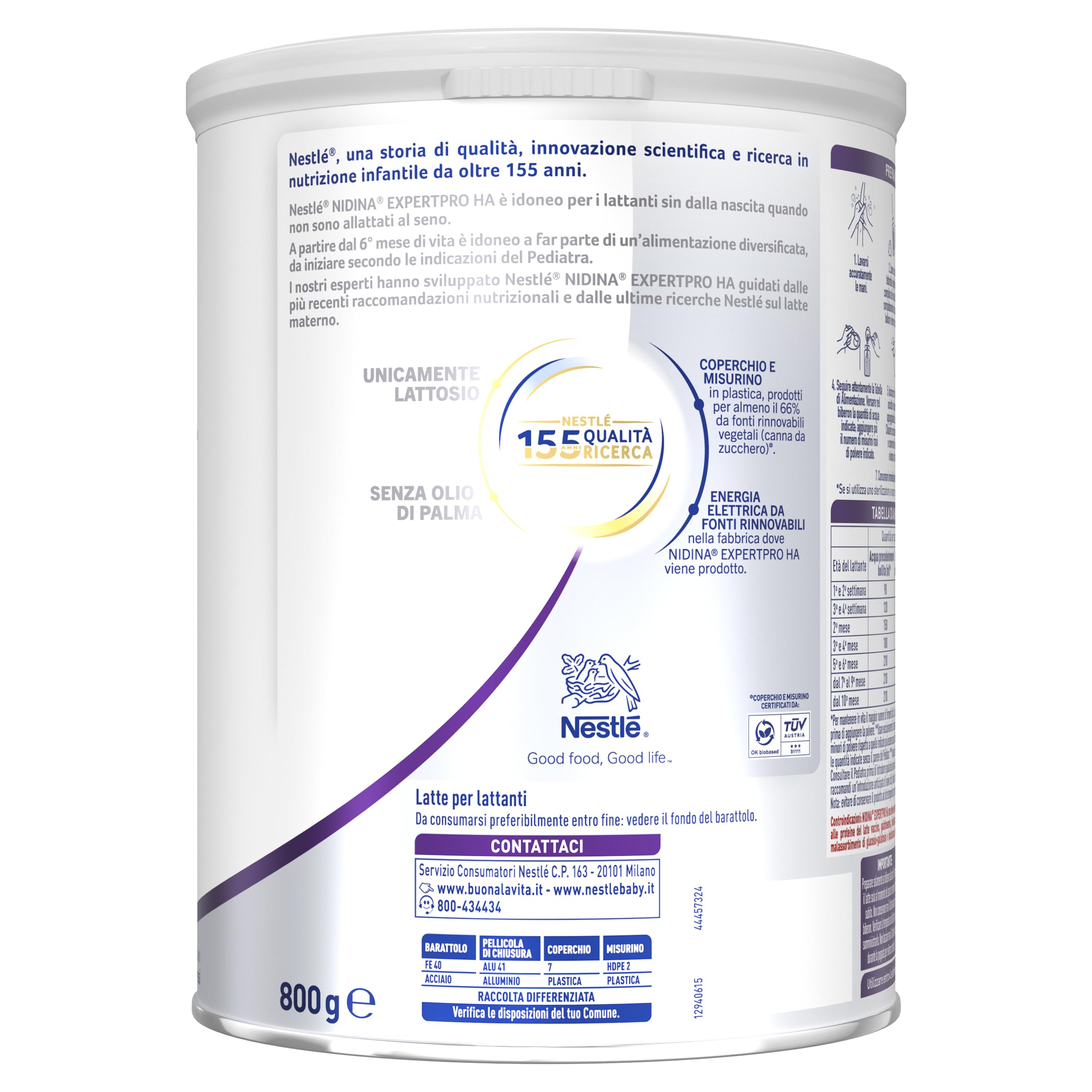 NIDINA EXPERTPRO HA Latte per Lattanti in Polvere dalla Nascita Latta 800g
