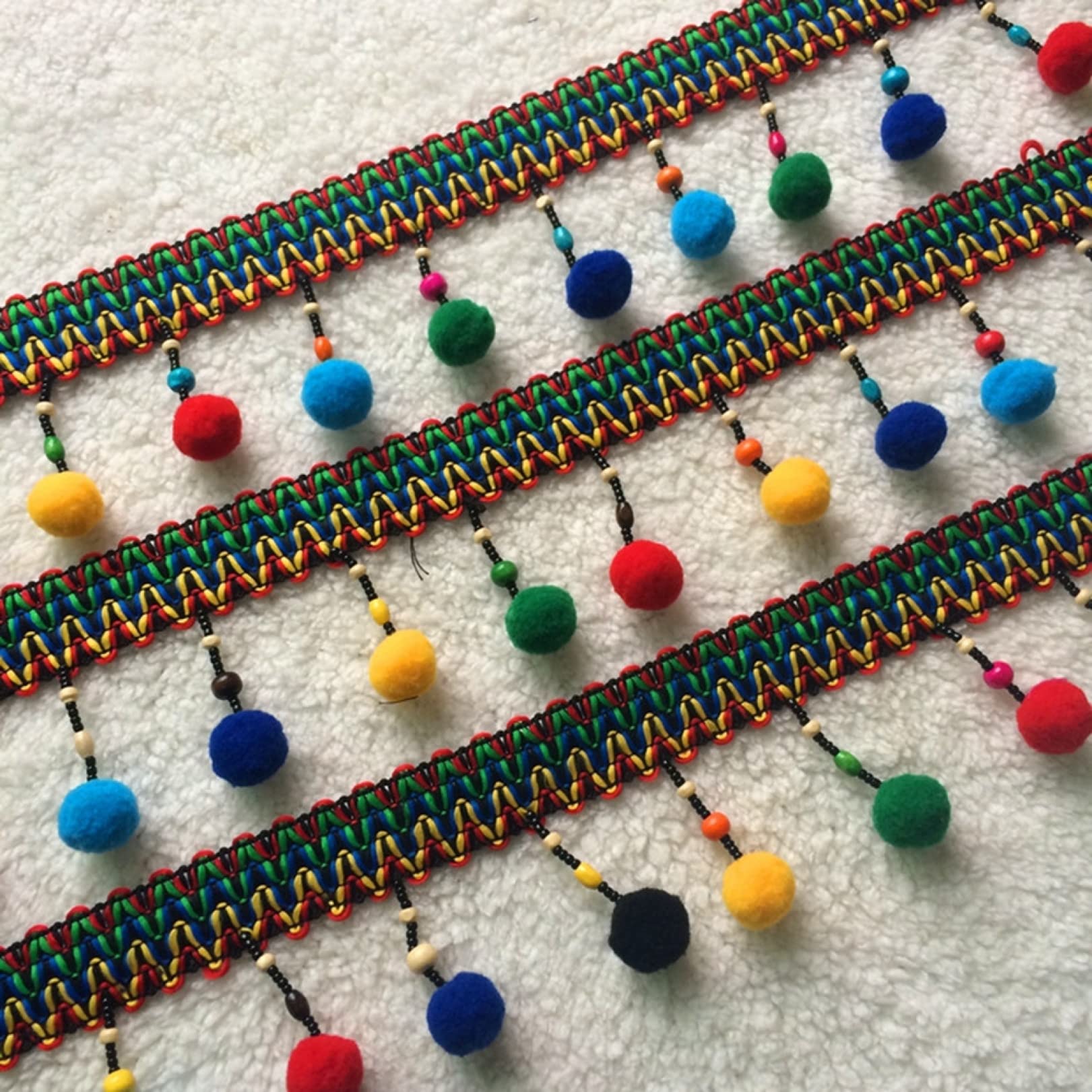 5 Yards Pom Ball Trim Quaste Fransenband | Nähen Handwerk DIY Tasche Kleidung dekorative Spitze Vorhang Lampenschirme Dekor