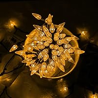 Vista 5 de Dazzle Bright Tira de luces de Navidad C6, 100 LED de 33 pies, luces de Navidad para exteriores, impermeables, conectables, 8 modos de luces