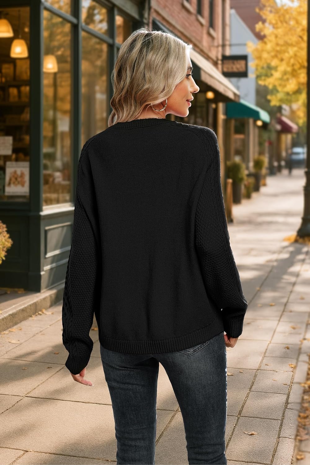 Jouica Women's Cable Knit Crewneck Sweaters Casual Long Sleeve Lightweight Ribbed Pullover Fall Outfits for Women 2025 - Image 4