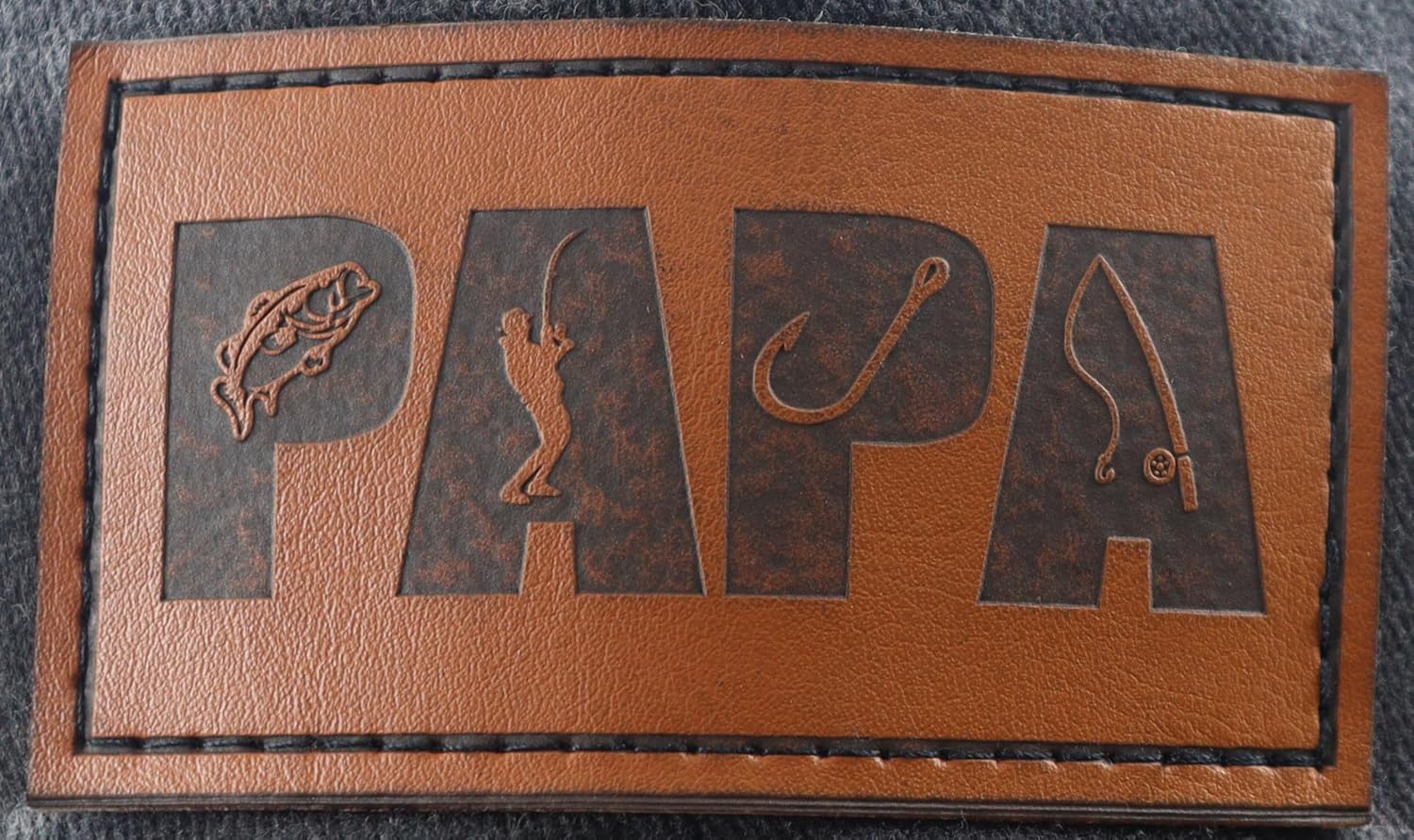 Fishing Papa Hats for Men, Vintage Cotton Fishing Decor Leather Patch Baseball Cap for Dad Papa - Image 3