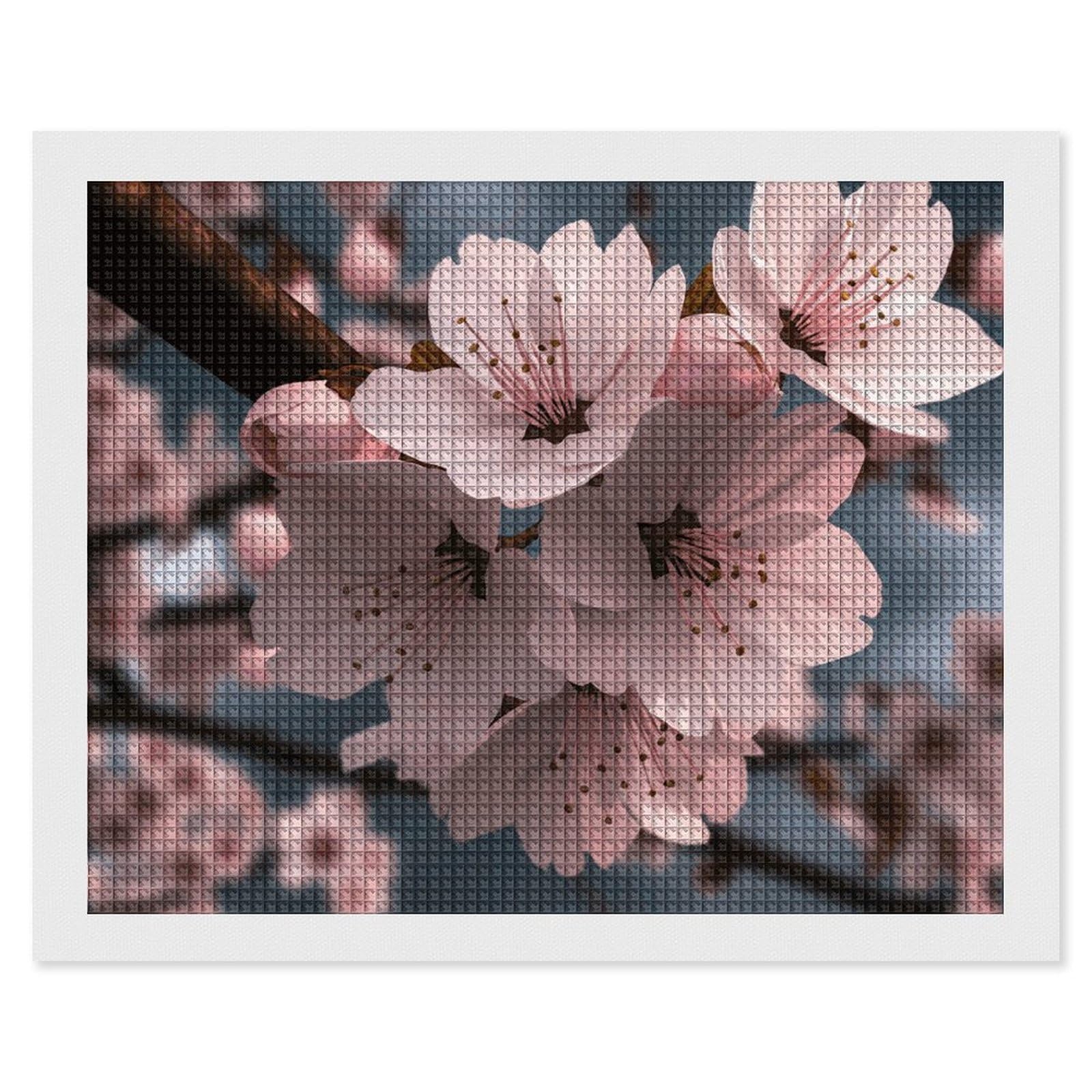 NONHAI Diamond Painting Kits for Adults - DIY Diamond Art Kits for Beginners - Full 5D Paint Drill Diamond Dots Paintings- Cherry Blossoms Diamonds Pictures Gem Art and Craft Wall Decor 16"x20"