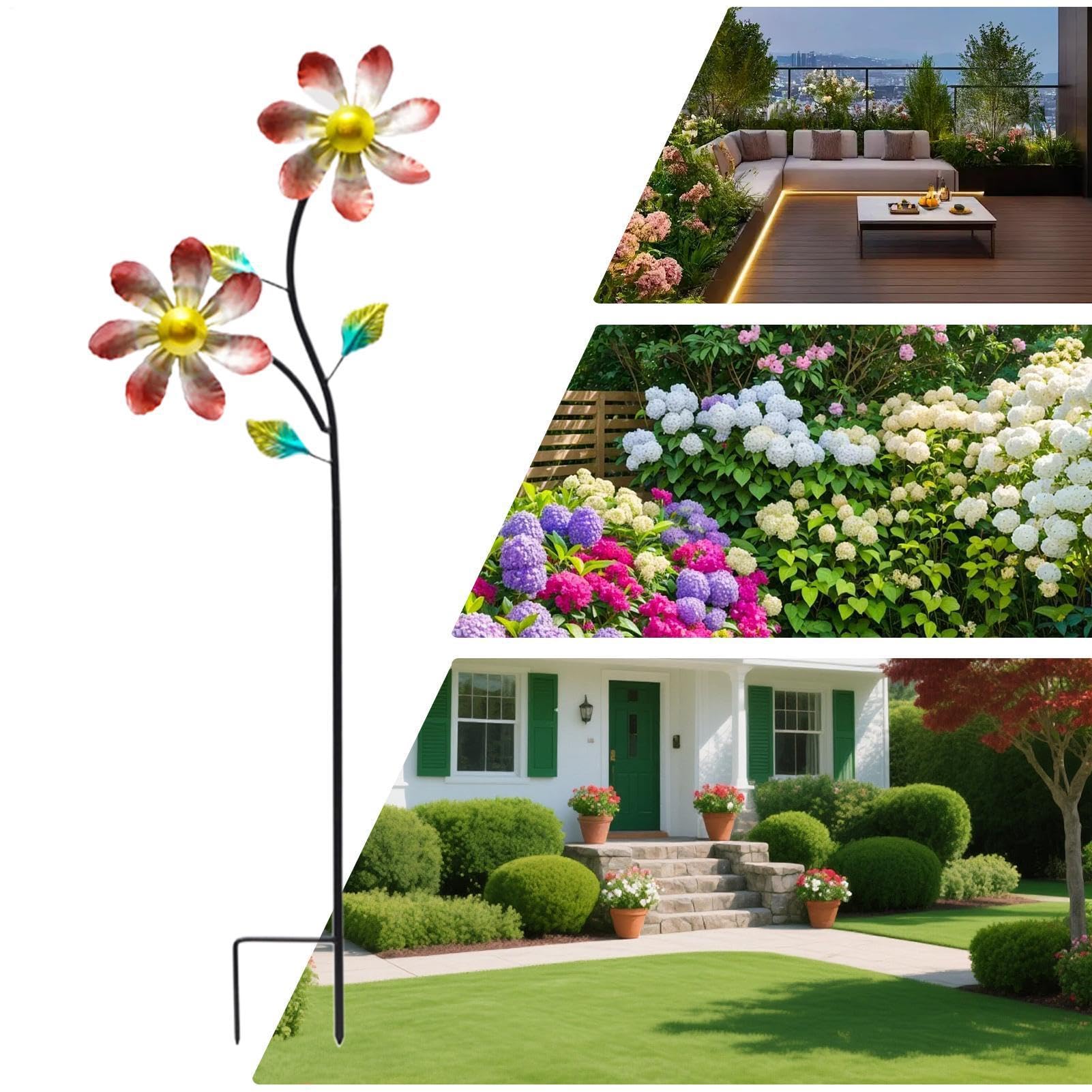 Molinillo de viento para el patio, decoración de flores y césped | Jardín spinner molinos de viento al aire libre, para terraza, césped, camino, paisajismo, puerta de casa, granja