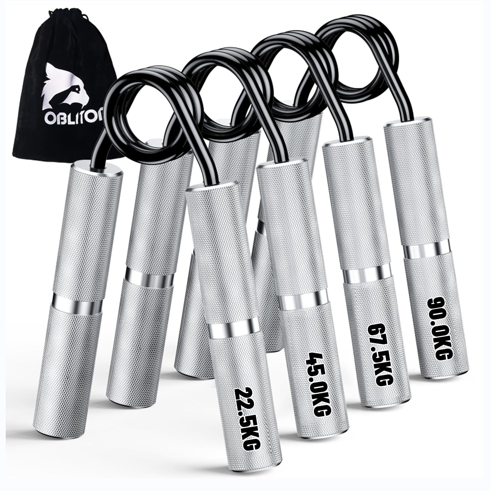 Handtrainer Unterarmtrainer 4 or 6 Pack(22.5-157.5KG) Metall Fingertrainer Griffkraft Trainer Rutschfester Trainer Handgriff-Stärker für Handmuskeltraining und Hand-Rehabilitationsübungen